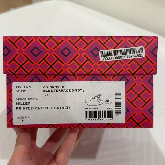 Tory Burch blue terrace ditsy print Sandals - Picture 4 of 4